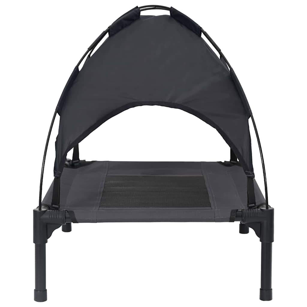 vidaXL Υπερυψωμένο Κρεβάτι Σκύλου με Αφαιρούμενη Στέγη Μαύρο S Χάλυβας