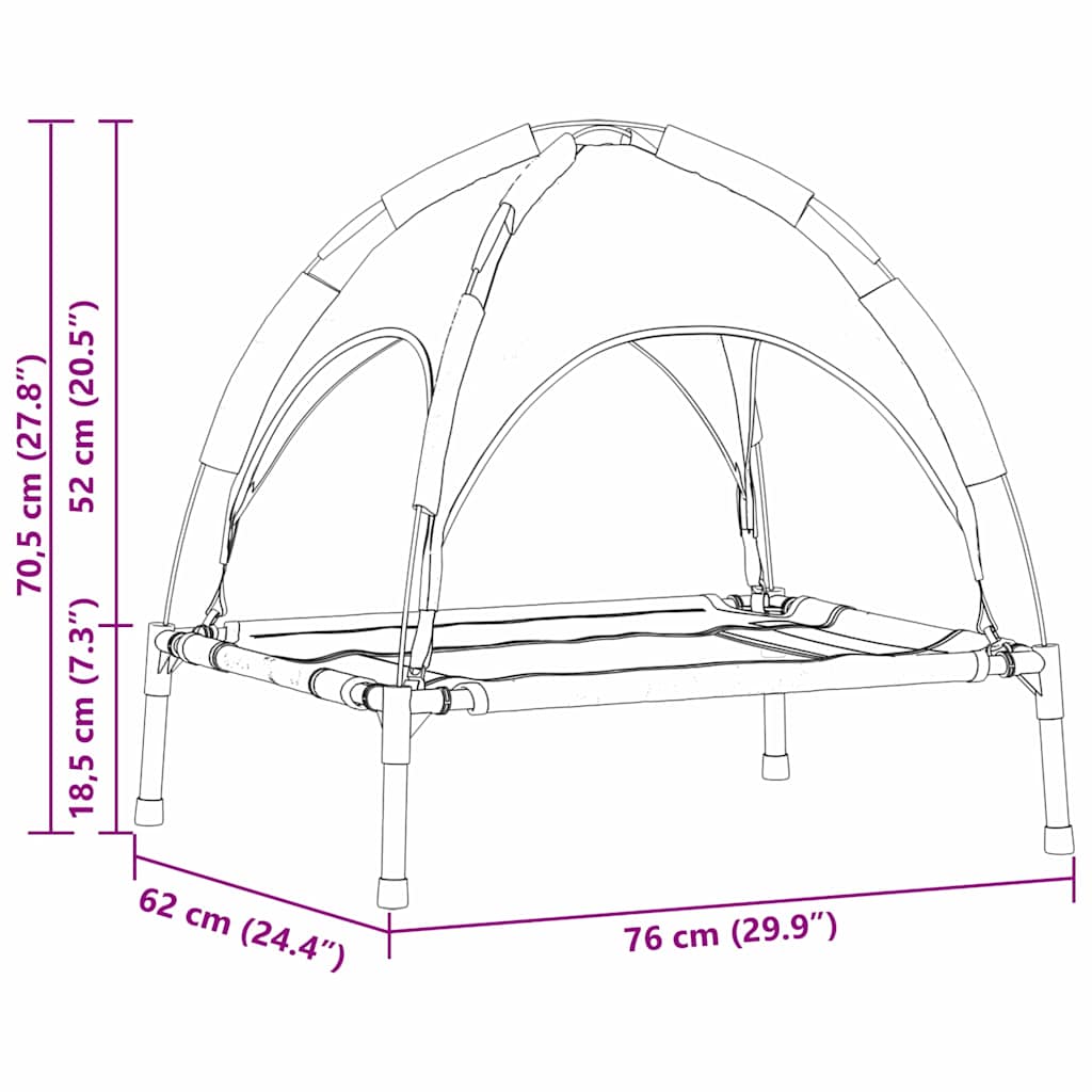vidaXL Αυξημένο Κρεβάτι Σκύλου Μαύρο Ύφασμα Πολυεστέρα, Μεταλλικό Πλαίσιο