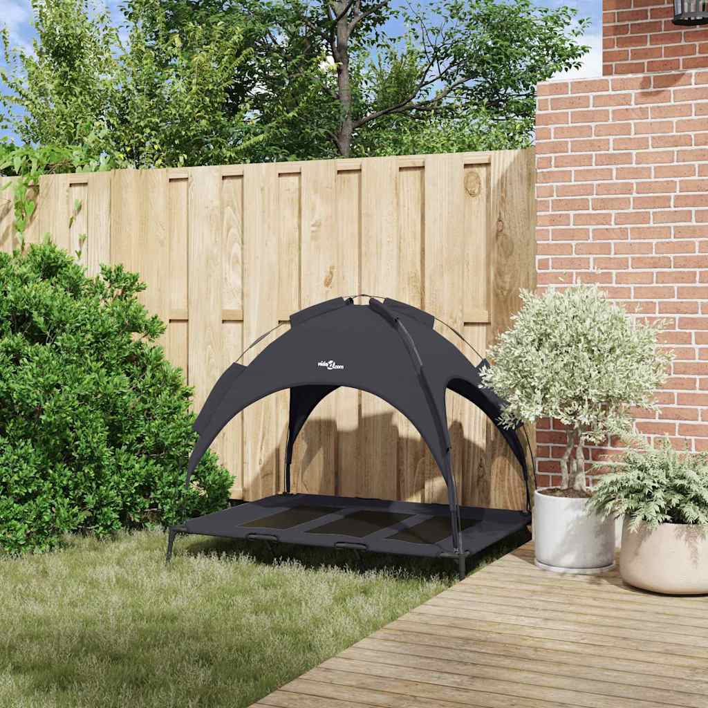 vidaXL Υπερυψωμένο Κρεβάτι Σκύλου με Αφαιρούμενη Στέγη Μαύρο XL Χάλυβα