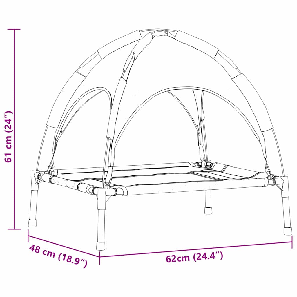 vidaXL Υψωμένο Κρεβάτι Σκύλου με Αφαιρούμενη Σκέπη Καφέ Σαφλές Ατσάλι