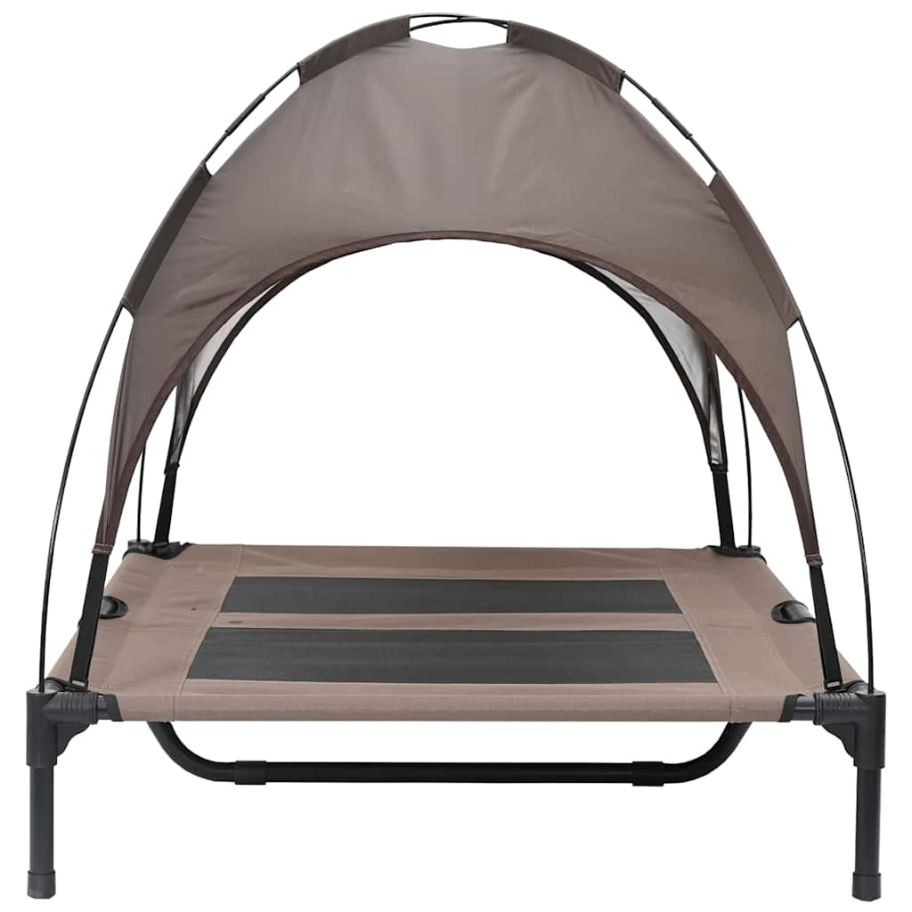 vidaXL Υπερυψωμένο Κρεβάτι Σκύλου με Αφαιρούμενο Κάλυμμα Καφέ L Σιδήρου