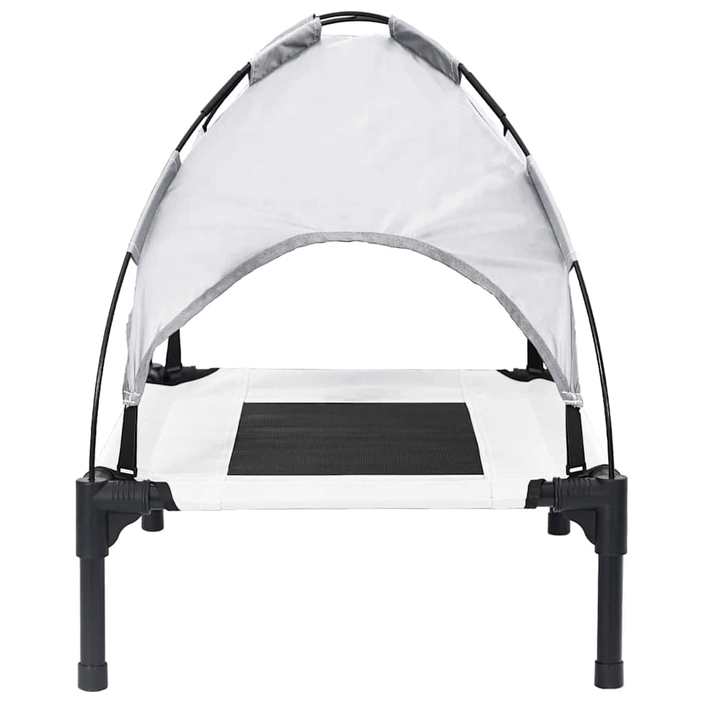 vidaXL Υπερυψωμένο Κρεβάτι Σκύλου με Αφαιρούμενη Στέγη Ασημί Γκρι Ατσάλι