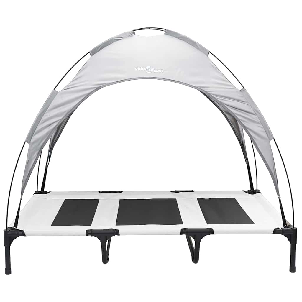 vidaXL Υπερυψωμένο κρεβάτι σκύλου με αφαιρούμενη οροφή Ασημί γκρι XL Ατσάλι