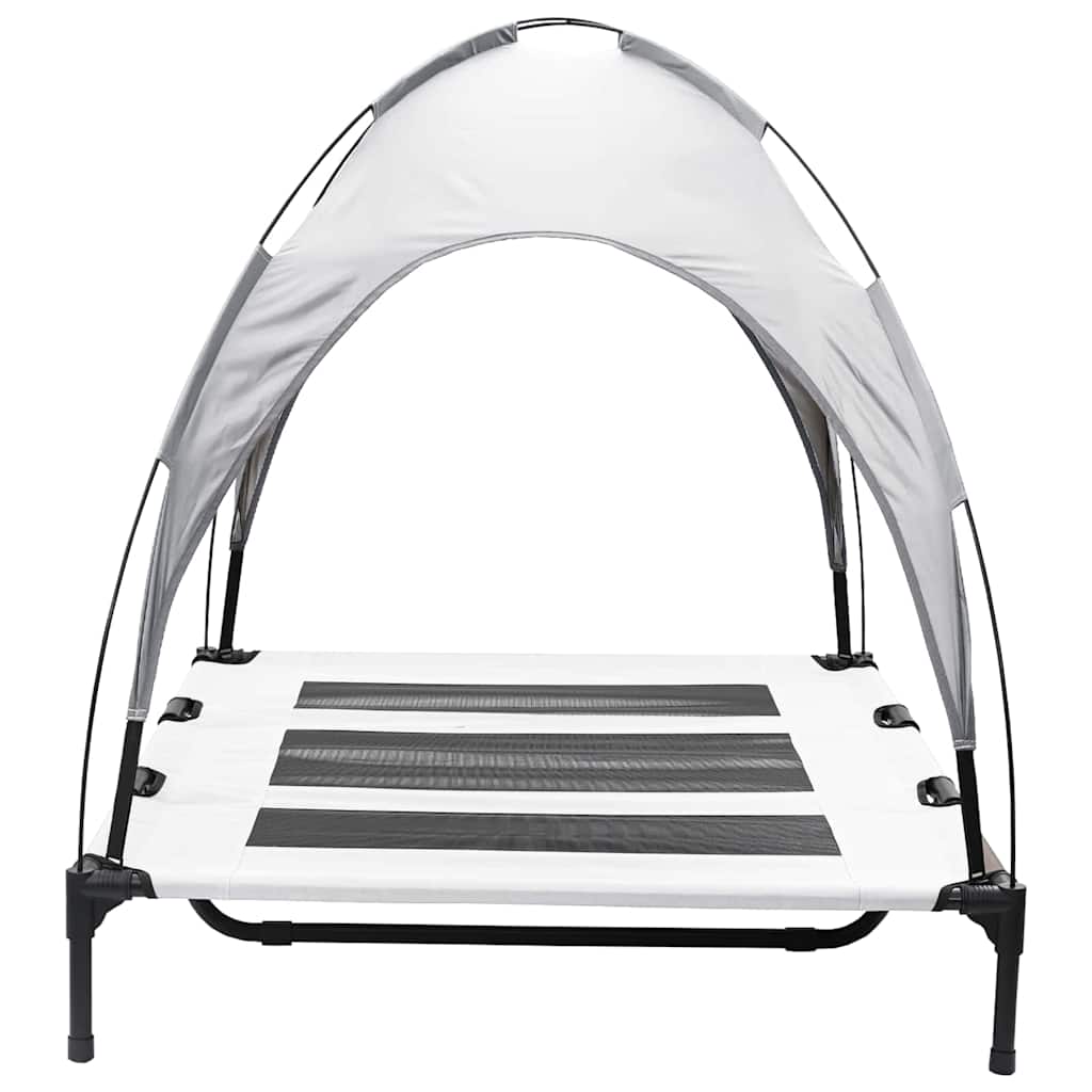 vidaXL Υπερυψωμένο κρεβάτι σκύλου με αφαιρούμενη οροφή Ασημί γκρι XL Ατσάλι