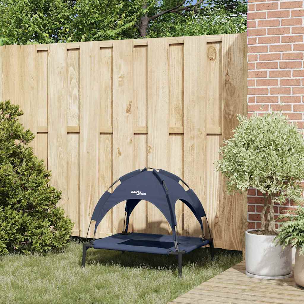 vidaXL Υπερυψωμένο Κρεβάτι Σκύλου Ναυτικό μπλε Ατσάλι, Ύφασμα