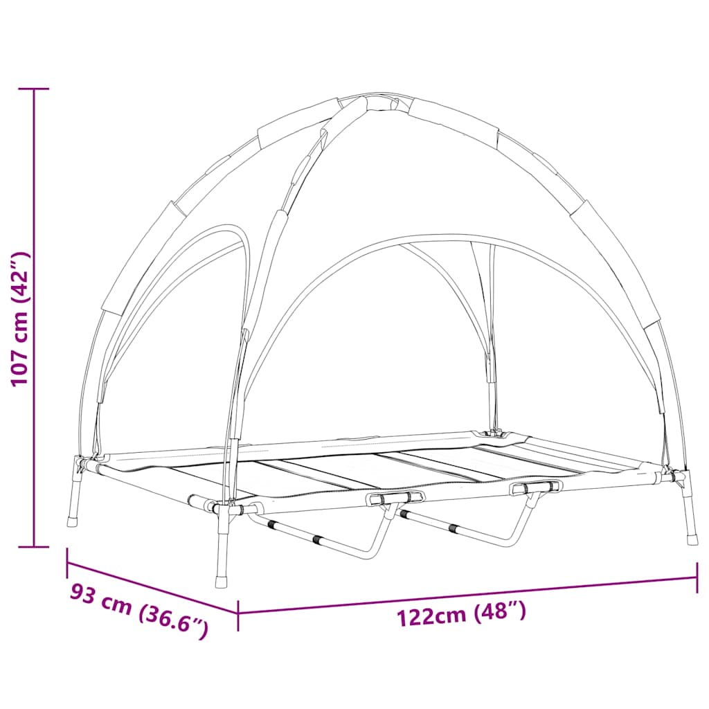 vidaXL Υπερυψωμένο Κρεβάτι Σκύλου με Αφαιρούμενη Οροφή Ναυτικό Μπλε XL Χάλυβας