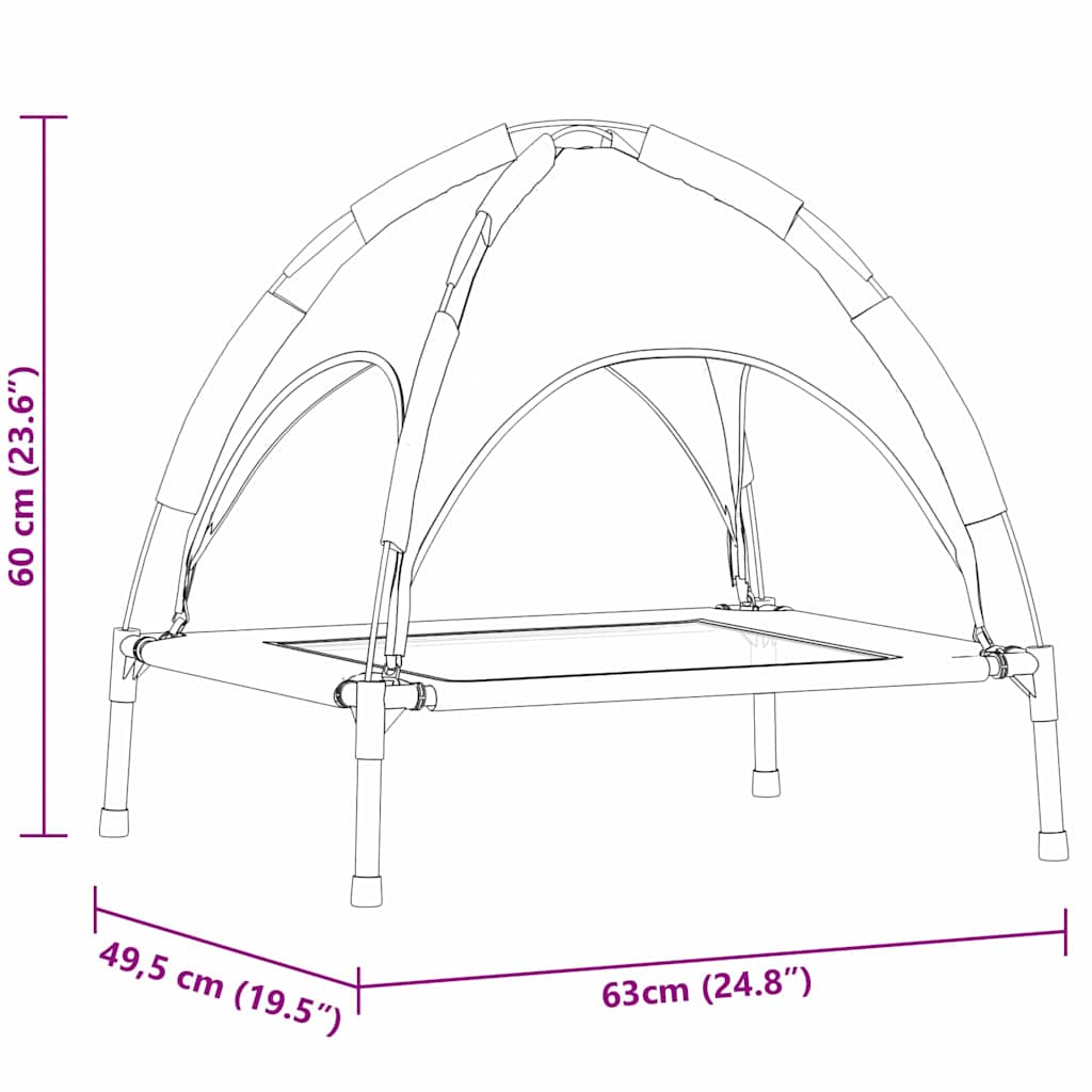 vidaXL Υπερυψωμένο Κρεβάτι Σκύλου με Αφαιρούμενη Οροφή Μαύρο Σίδερο