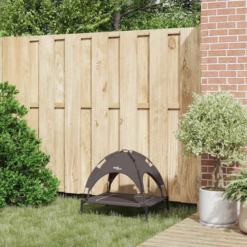 vidaXL Αναβαθμισμένο Κρεβάτι Σκύλου με Αφαιρούμενη Σκεπή Καφέ Σίδηρος