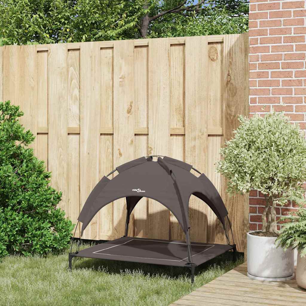 vidaXL Υπερυψωμένο Κρεβάτι Σκύλου με Αφαιρούμενη Οροφή Καφέ Λ Steel