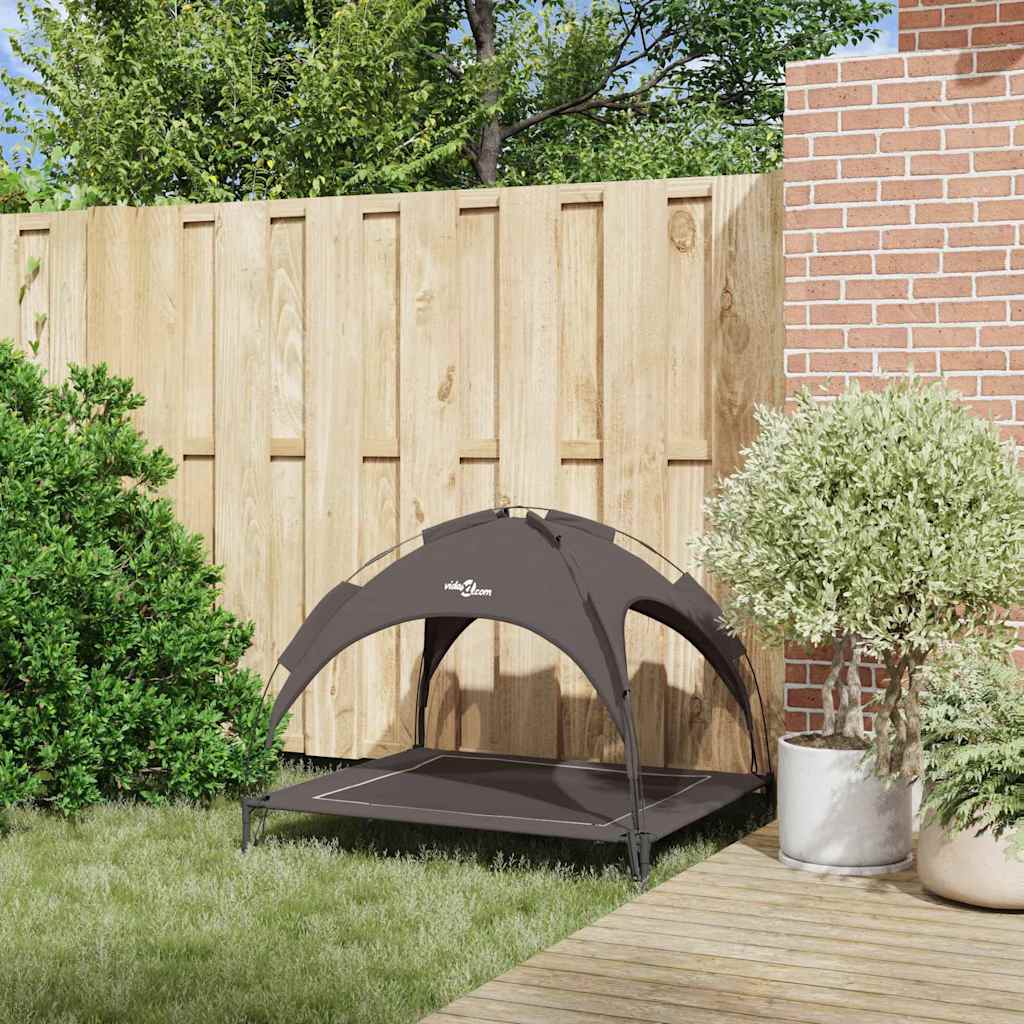 vidaXL Υπερυψωμένο Κρεβάτι Σκυλιών με Αφαιρούμενη Σκεπή Καφέ XL Ατσάλι