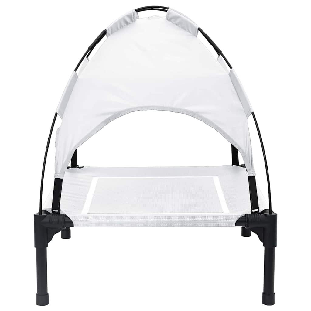 vidaXL Υπερυψωμένο Κρεβάτι Σκύλου με Αφαιρούμενη Στέγη Ασημί Γκρι Μέταλλο