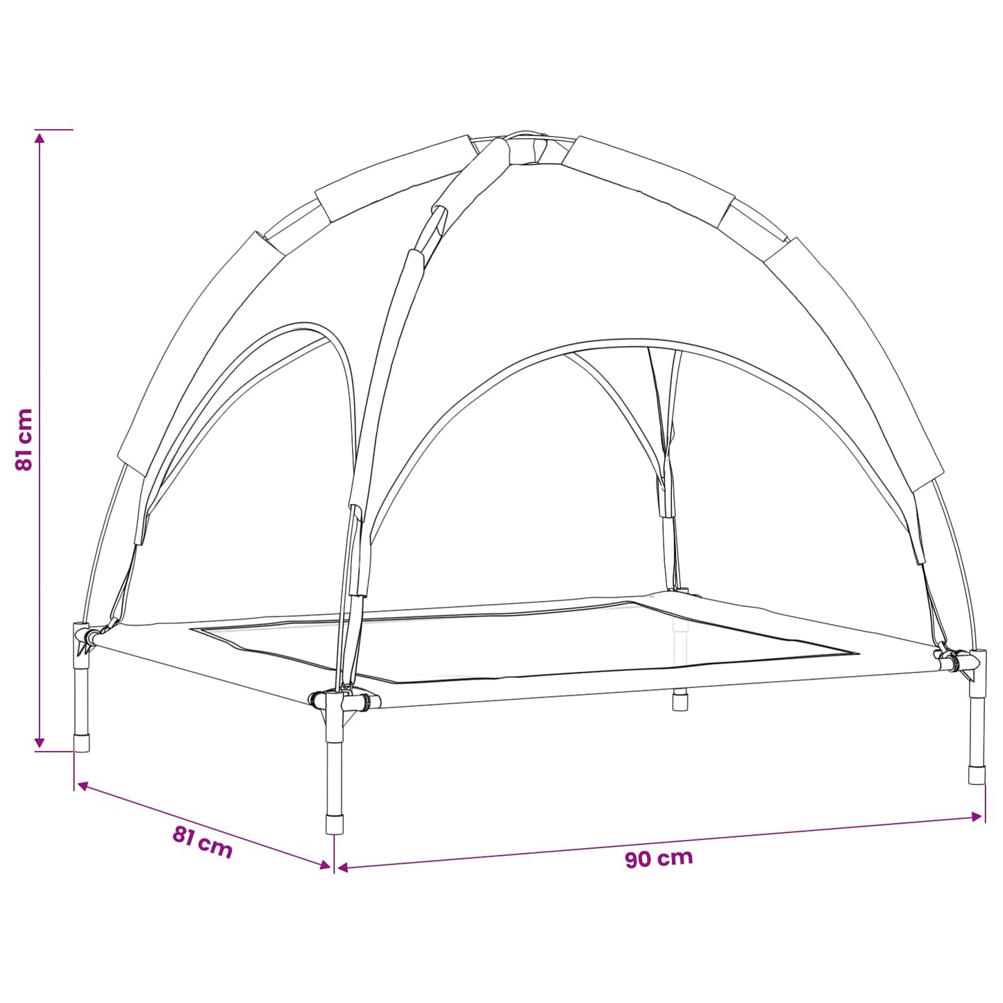 vidaXL Κρεβάτι Σκύλου 90 x 81 x 80,5 εκ Ατσάλι Ασημί Γκρι