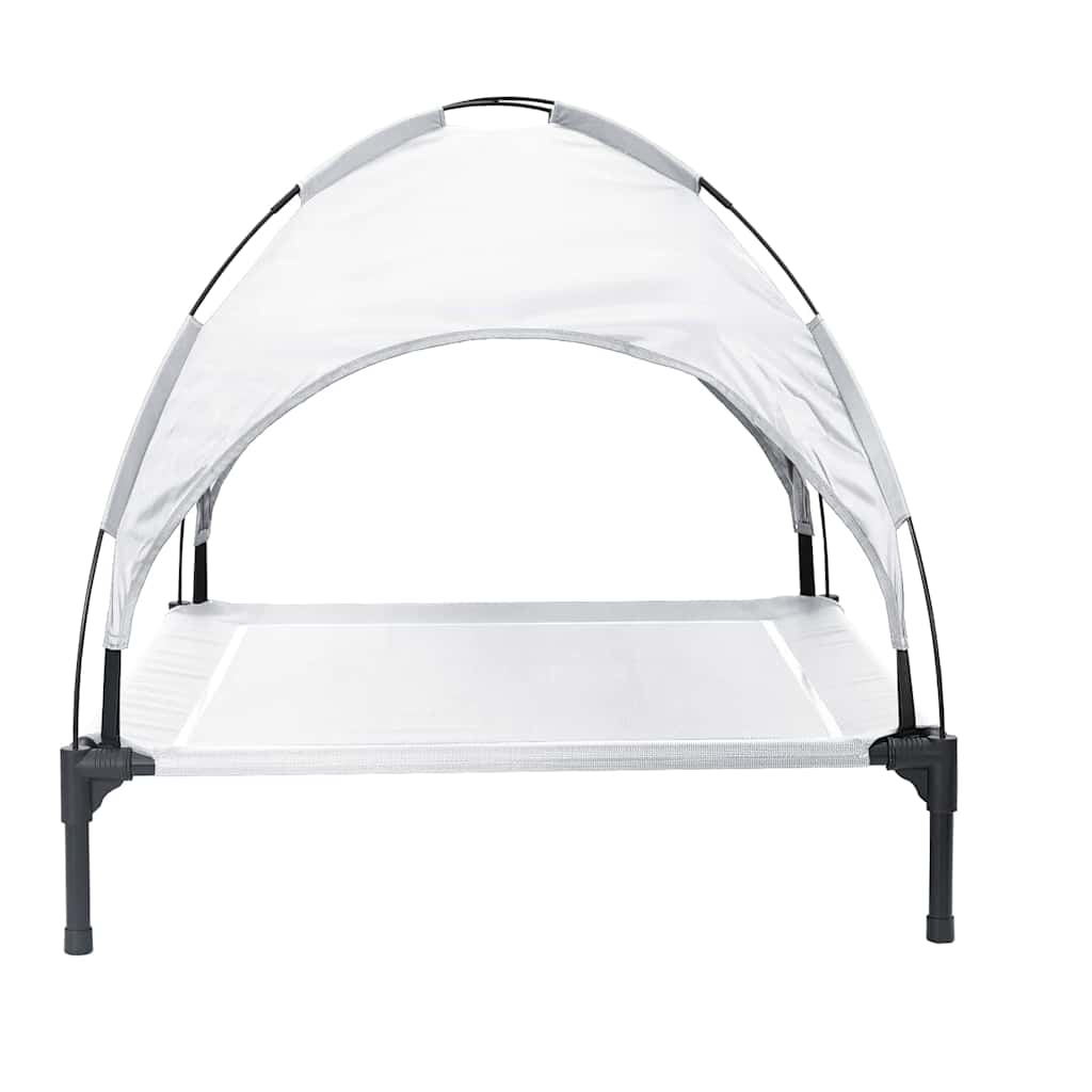 vidaXL Ανασηκωμένο Κρεβάτι Σκύλου με Αφαιρούμενη Σκεπή Ασημί Γκρι XL Χάλυβας