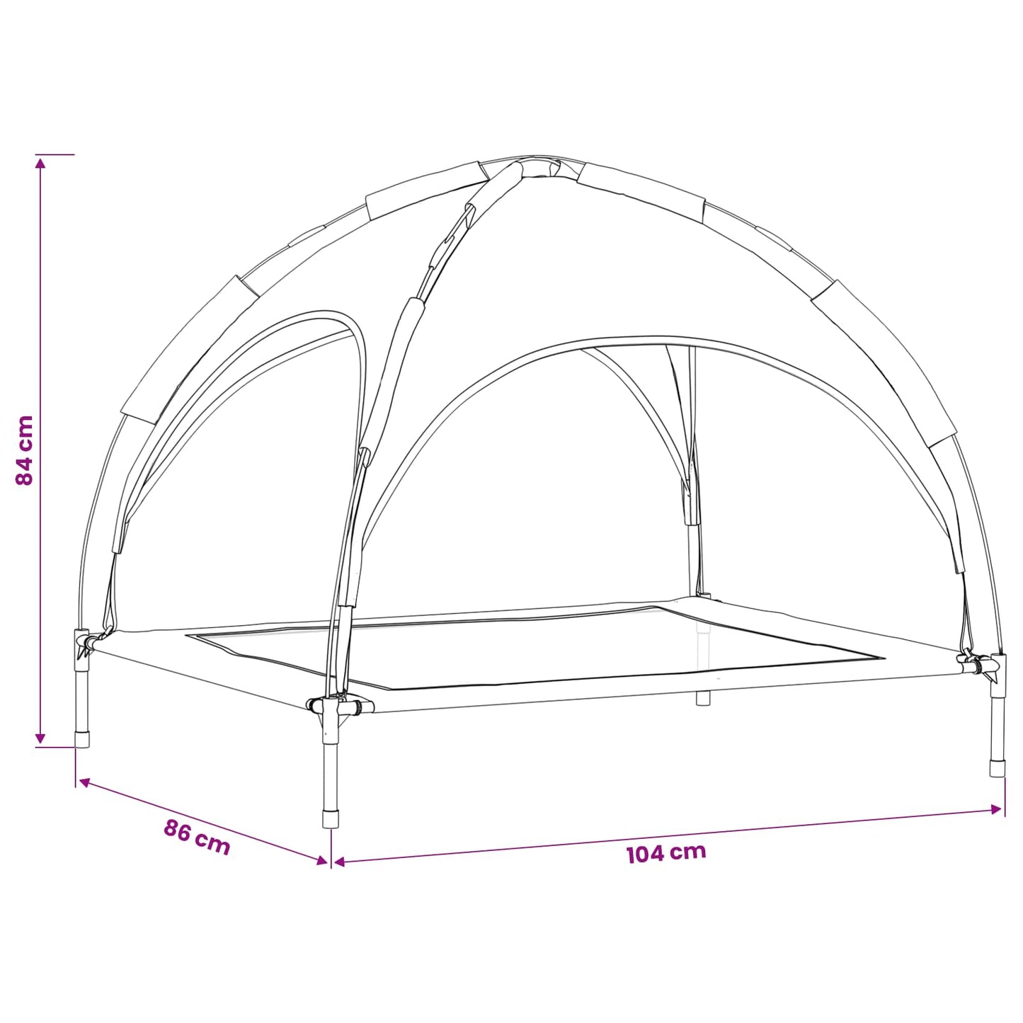 vidaXL Κρεβάτι Σκύλου 104 x 86 x 84,5 εκ Ατσάλι Ασημί Γκρι