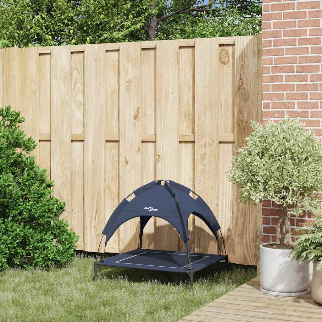 vidaXL Υπερυψωμένο Κρεβάτι Σκύλου Ναυτικό Μπλε Ύφασμα, Μέταλλο