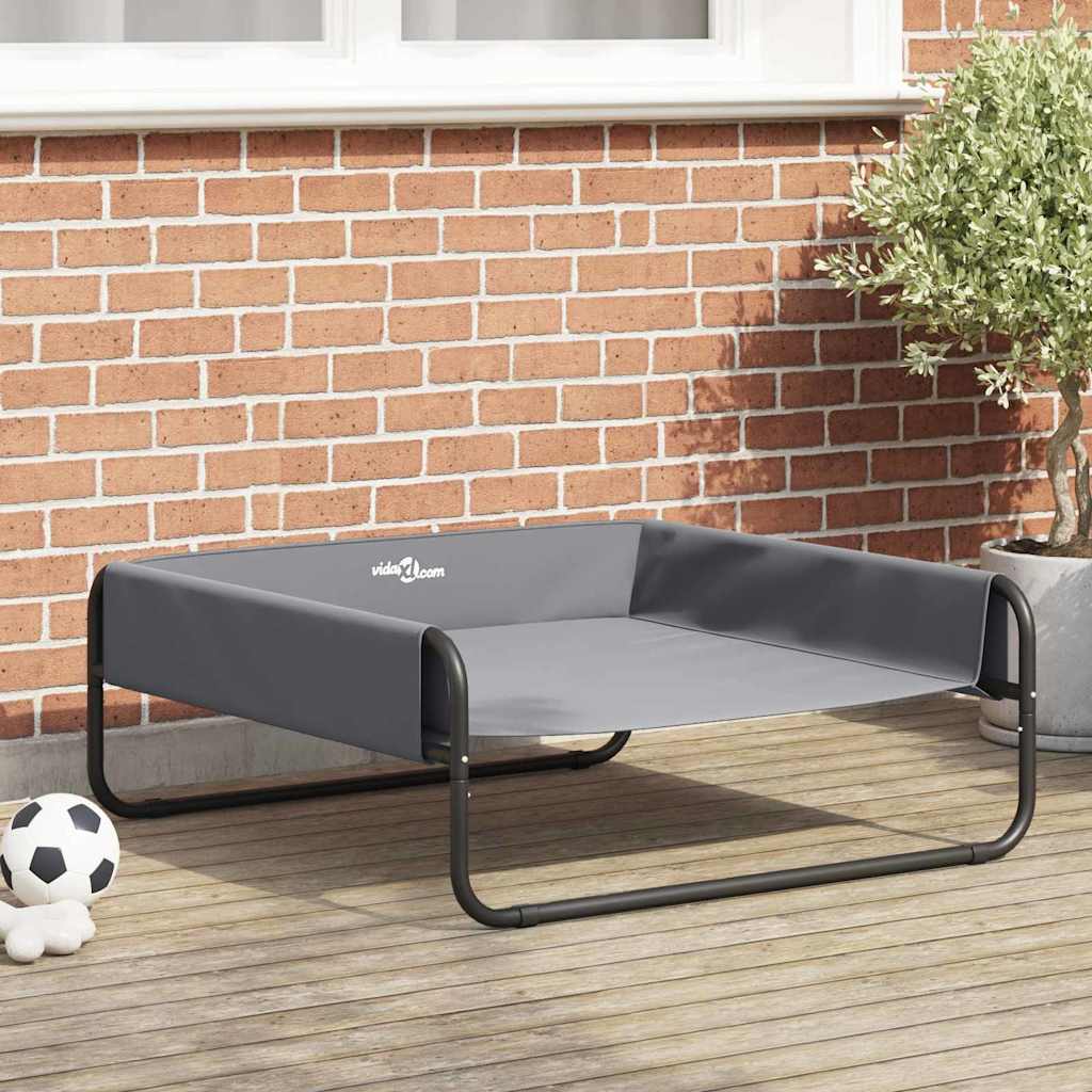 vidaXL Υπερυψωμένο Κρεβάτι Σκύλου Ανοιχτό Γκρι Λ Υφασμάτινο και Ατσάλι