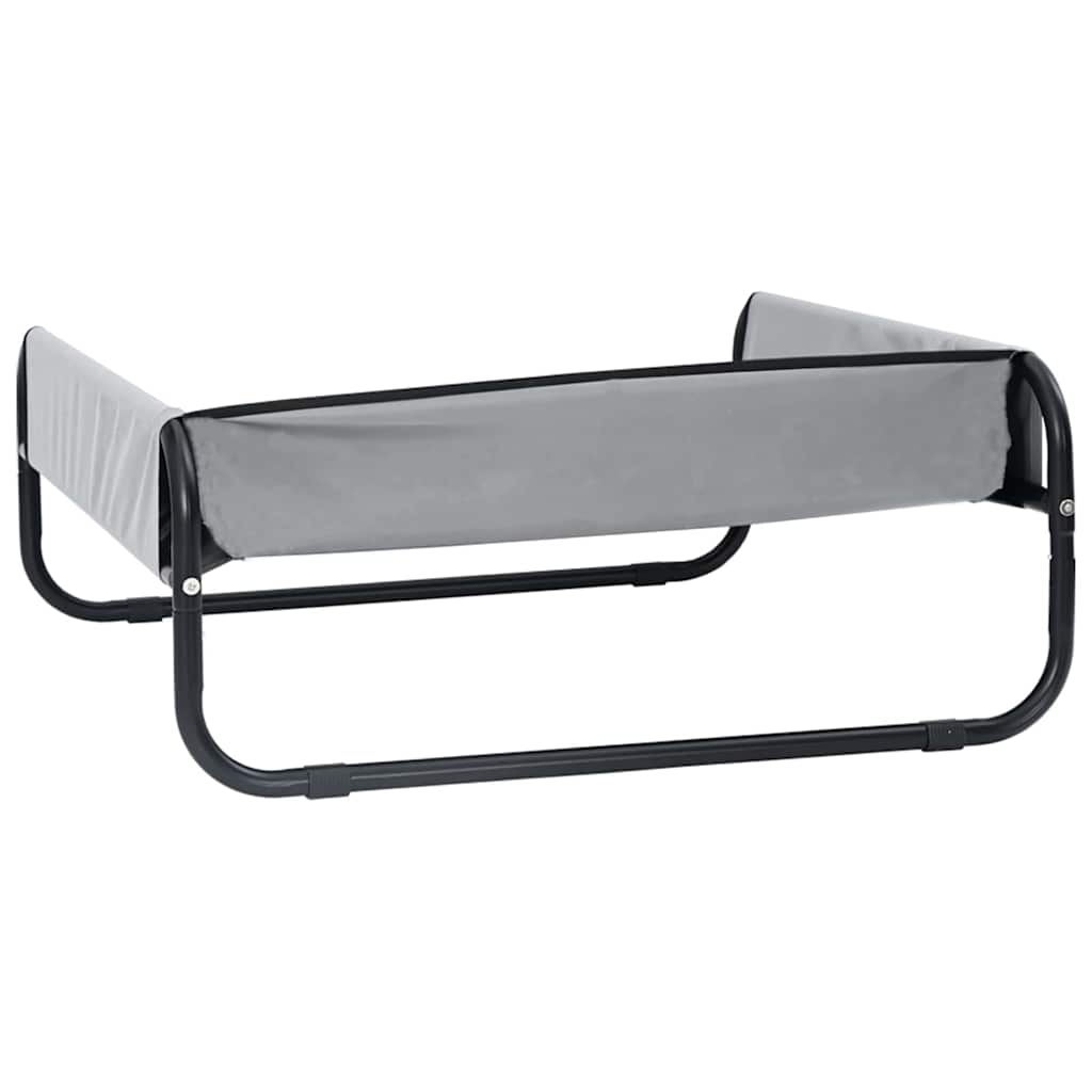 vidaXL Υπερυψωμένο Κρεβάτι Σκύλου Ανοιχτό Γκρι Λ Υφασμάτινο και Ατσάλι