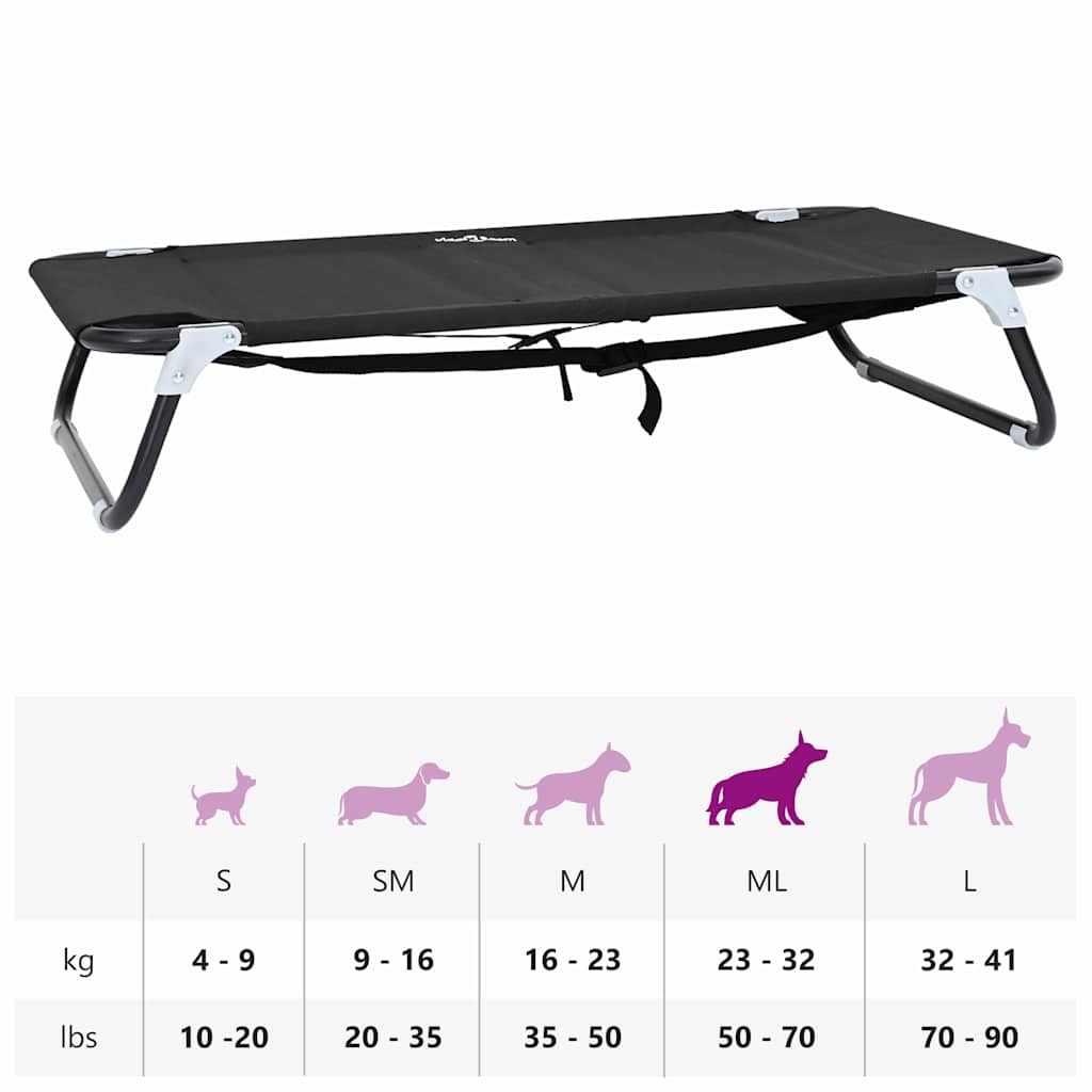 vidaXL Συμπτύξιμο Κρεβάτι Σκύλου Μαύρο ML Υφασμάτινη και Μεταλλική