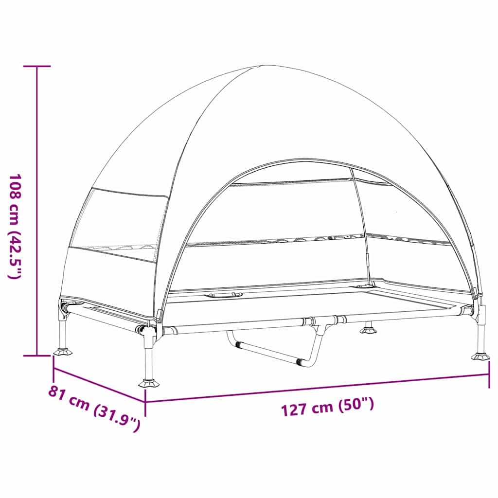 vidaXL Υπερυψωμένο Κρεβάτι Σκύλου με Αφαιρούμενη Σκεπή Ναυτικό Μπλε XL Χάλυβας