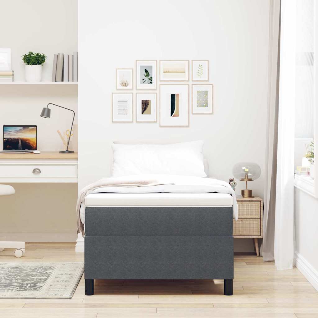 vidaXL Κρεβάτι Box Spring Σκούρο Γκρι Μονό Κορντούρα