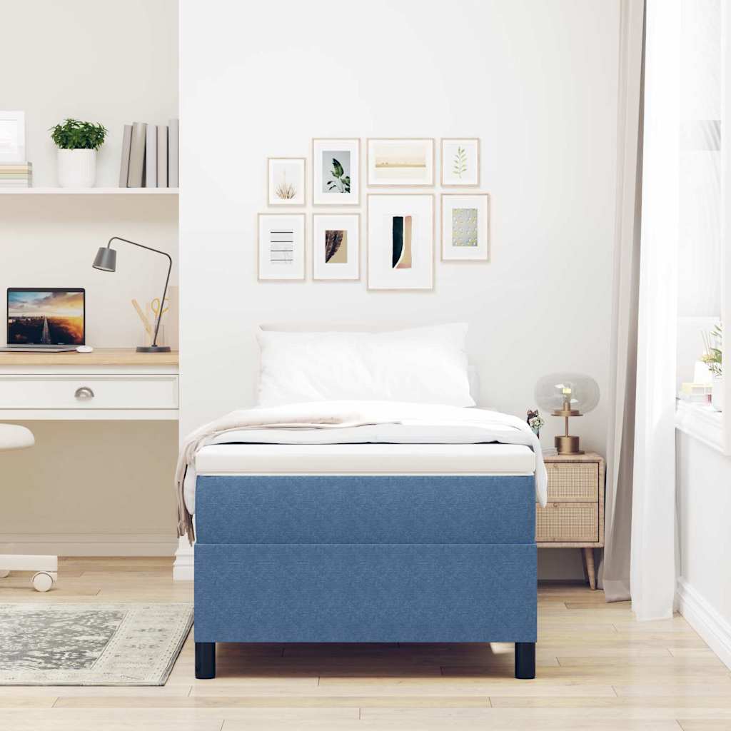 vidaXL Κρεβάτι πλατφόρμα Μπλε 90 x 190 cm Υφασμάτινο Κορντουρά