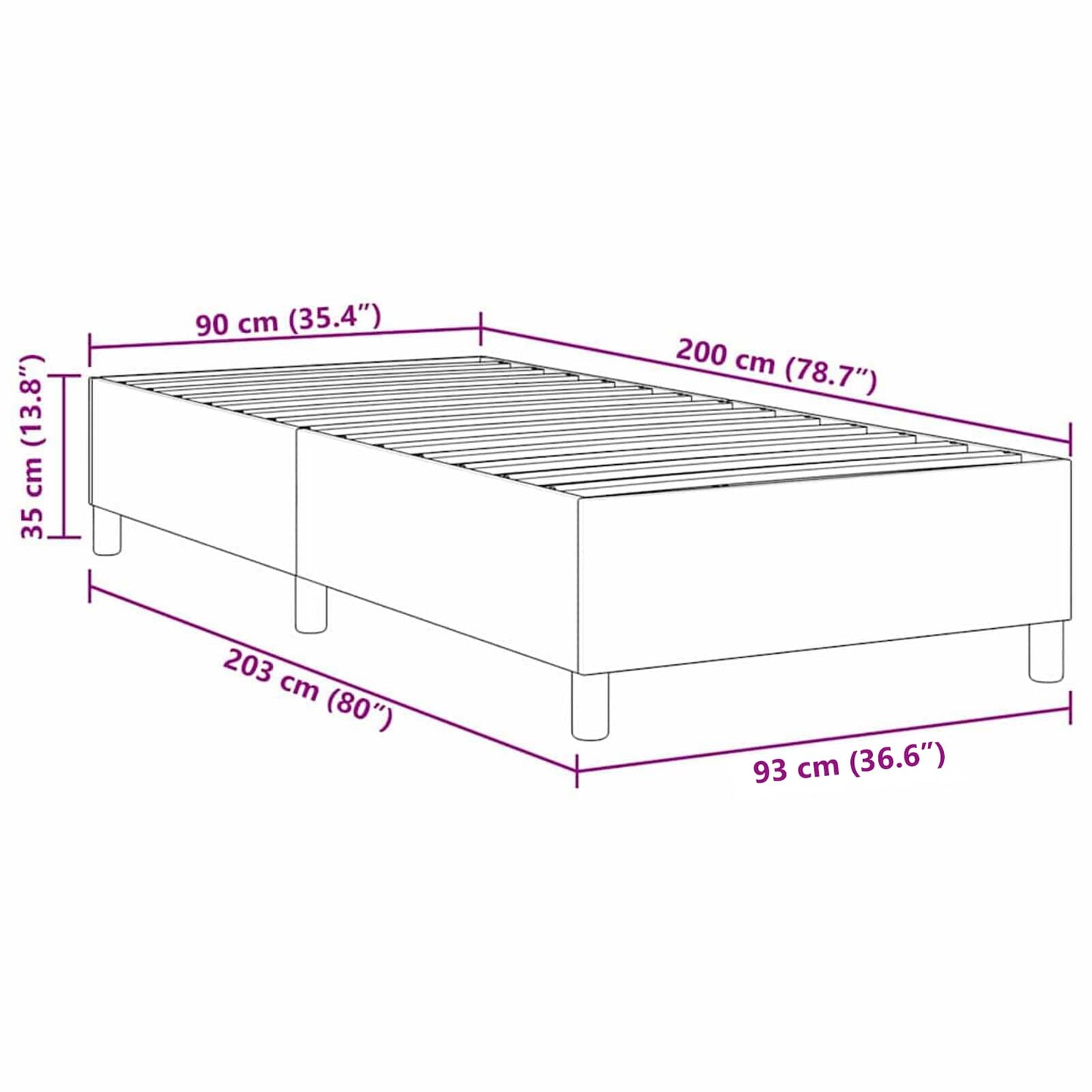 vidaXL Κρεβάτι πλατφόρμα Ανοιχτό γκρι 90 x 200 cm Υφασμάτινο Κορντουρά