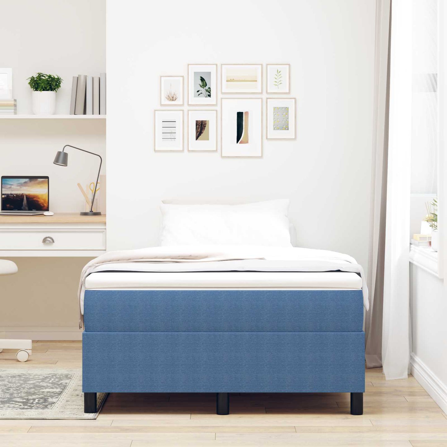 vidaXL Κρεβάτι πλατφόρμα Μπλε 120 x 200 cm Υφασμάτινο Κορντουρά