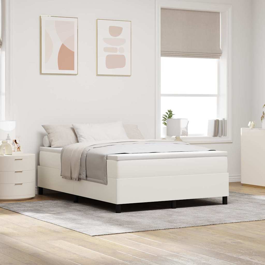 vidaXL Κρεβάτι πλατφόρμα Κρεμ 140 x 190 cm Υφασμάτινο Κορντουρά