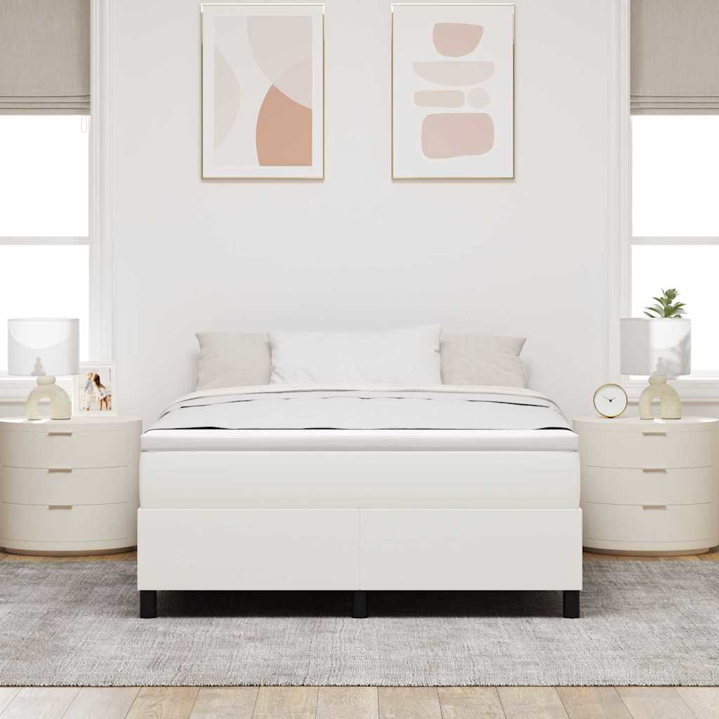 vidaXL Κρεβάτι πλατφόρμα Κρεμ 140 x 190 cm Υφασμάτινο Κορντουρά