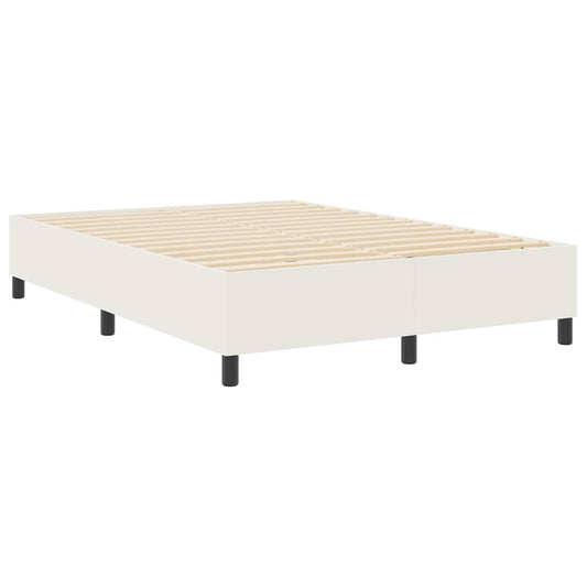 vidaXL Κρεβάτι πλατφόρμα Κρεμ 140 x 190 cm Υφασμάτινο Κορντουρά