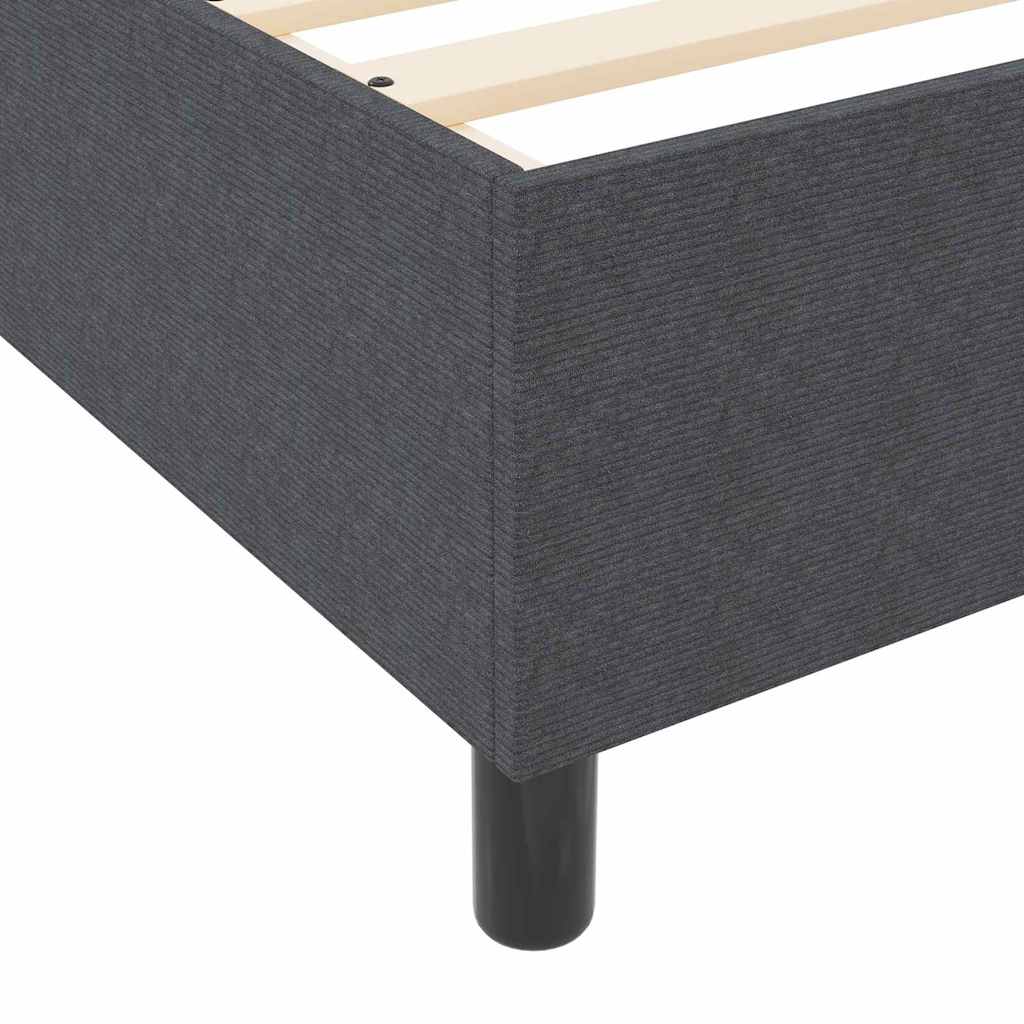 vidaXL Κρεβάτι με Στρώμα Σκούρο Γκρι 160x200 εκ. Από Ύφασμα Κορντούρα