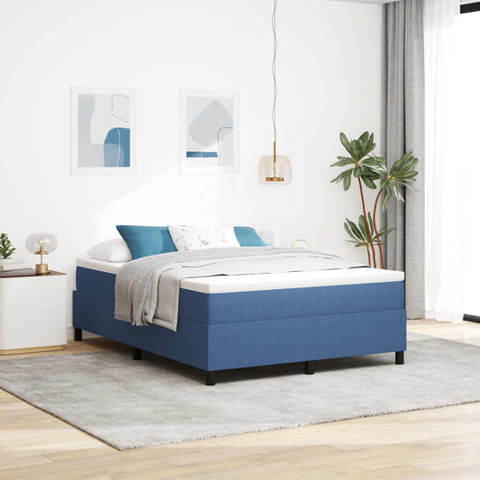 vidaXL Κρεβάτι πλατφόρμα Μπλε 160 x 200 cm Υφασμάτινο Κορντουρά