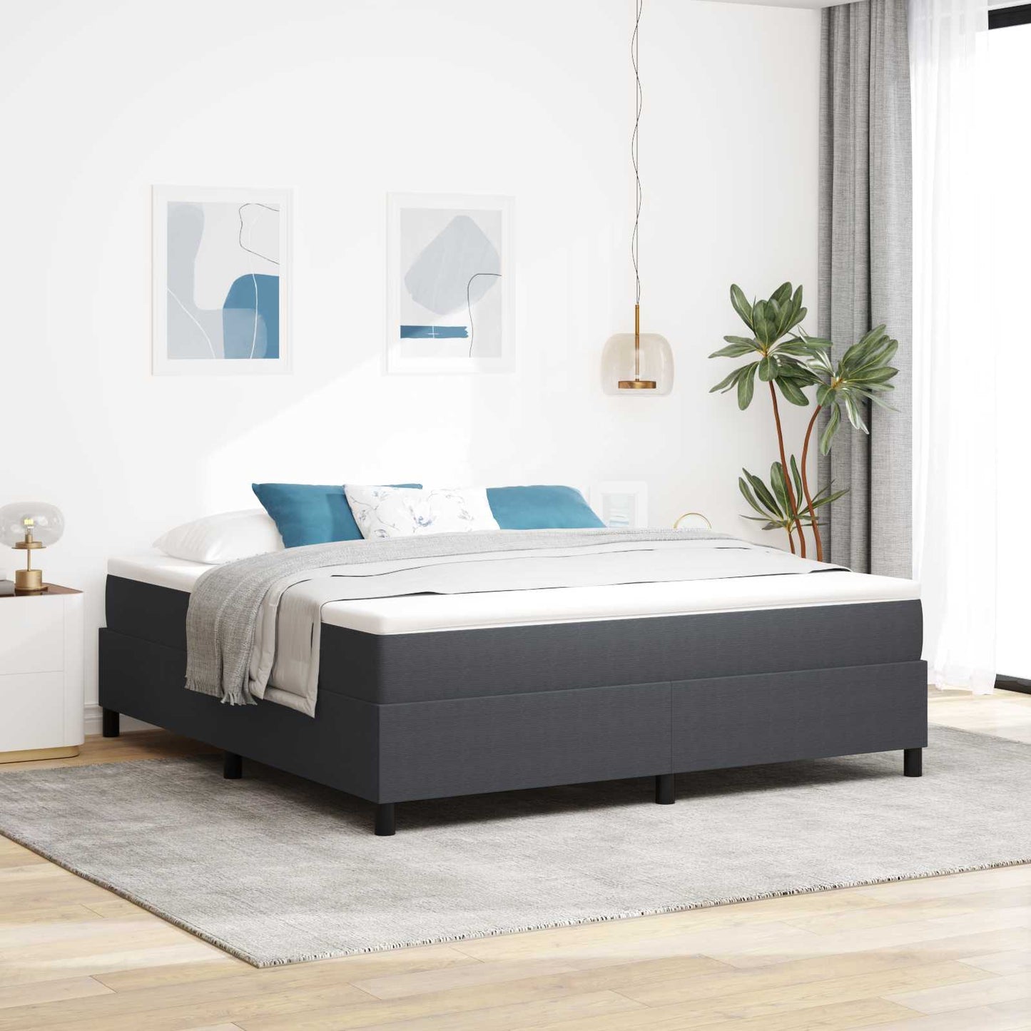 vidaXL Κρεβάτι πλατφόρμα Σκούρο Γκρι 180 x 200 cm Υφασμάτινο Κορντουρά