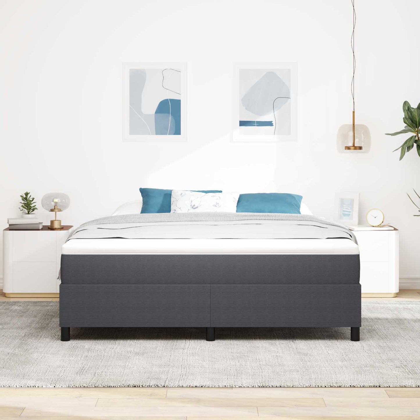 vidaXL Κρεβάτι πλατφόρμα Σκούρο Γκρι 180 x 200 cm Υφασμάτινο Κορντουρά