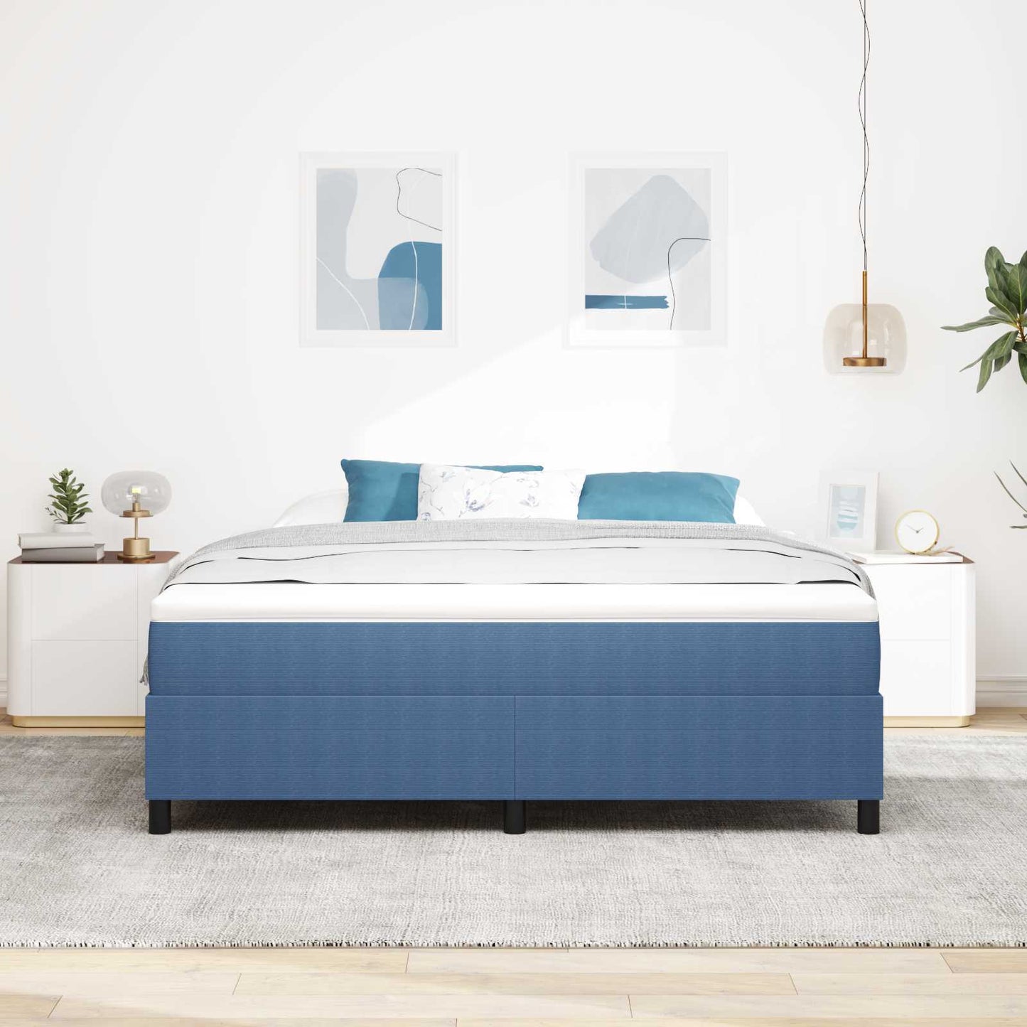 vidaXL Κρεβάτι πλατφόρμα Μπλε 180 x 200 cm Υφασμάτινο Κορντουρά