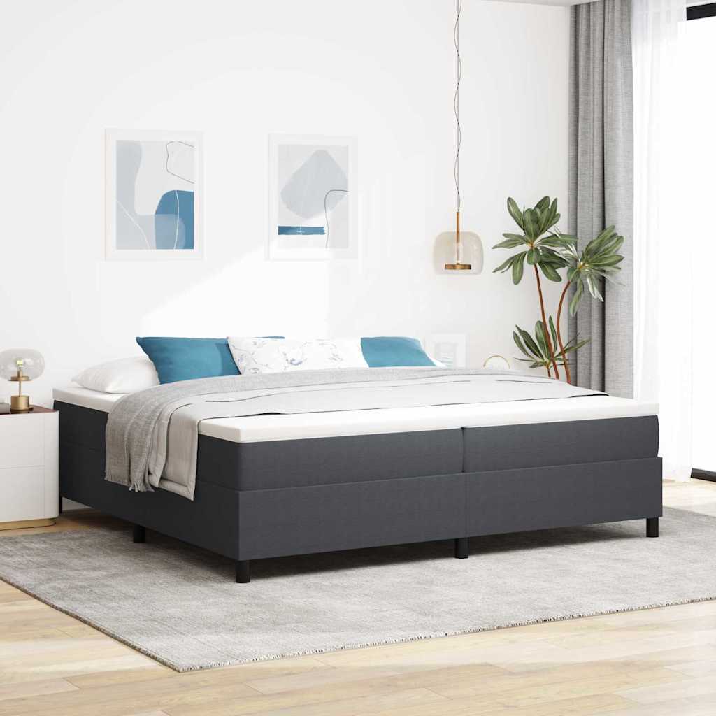 Κρεβάτι Box Spring vidaXL Σκούρο Γκρι 200x200 εκ Υφασμα Κορντούρα