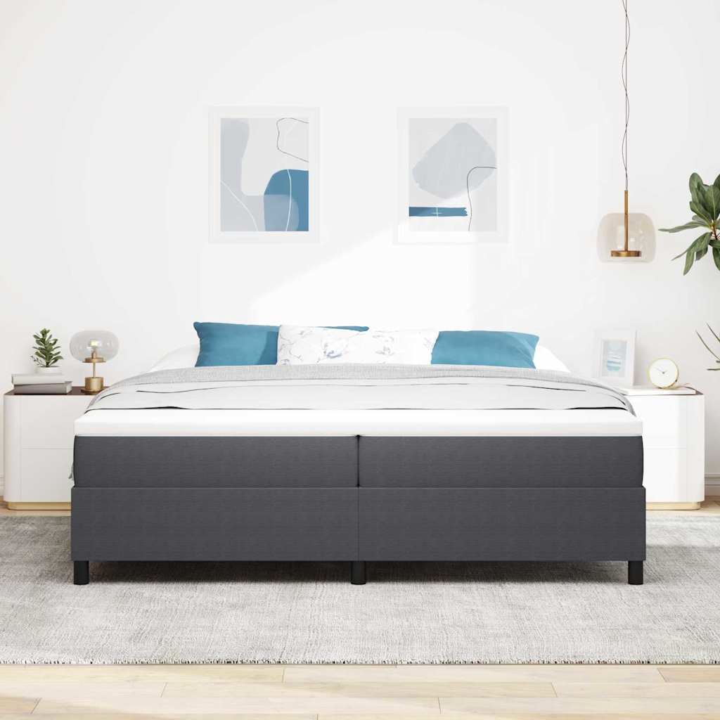 Κρεβάτι Box Spring vidaXL Σκούρο Γκρι 200x200 εκ Υφασμα Κορντούρα