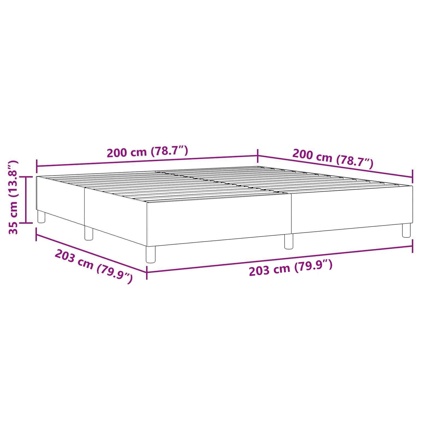 vidaXL Κρεβάτι πλατφόρμα Κρεμ 200 x 200 cm Υφασμάτινο Κορντουρά