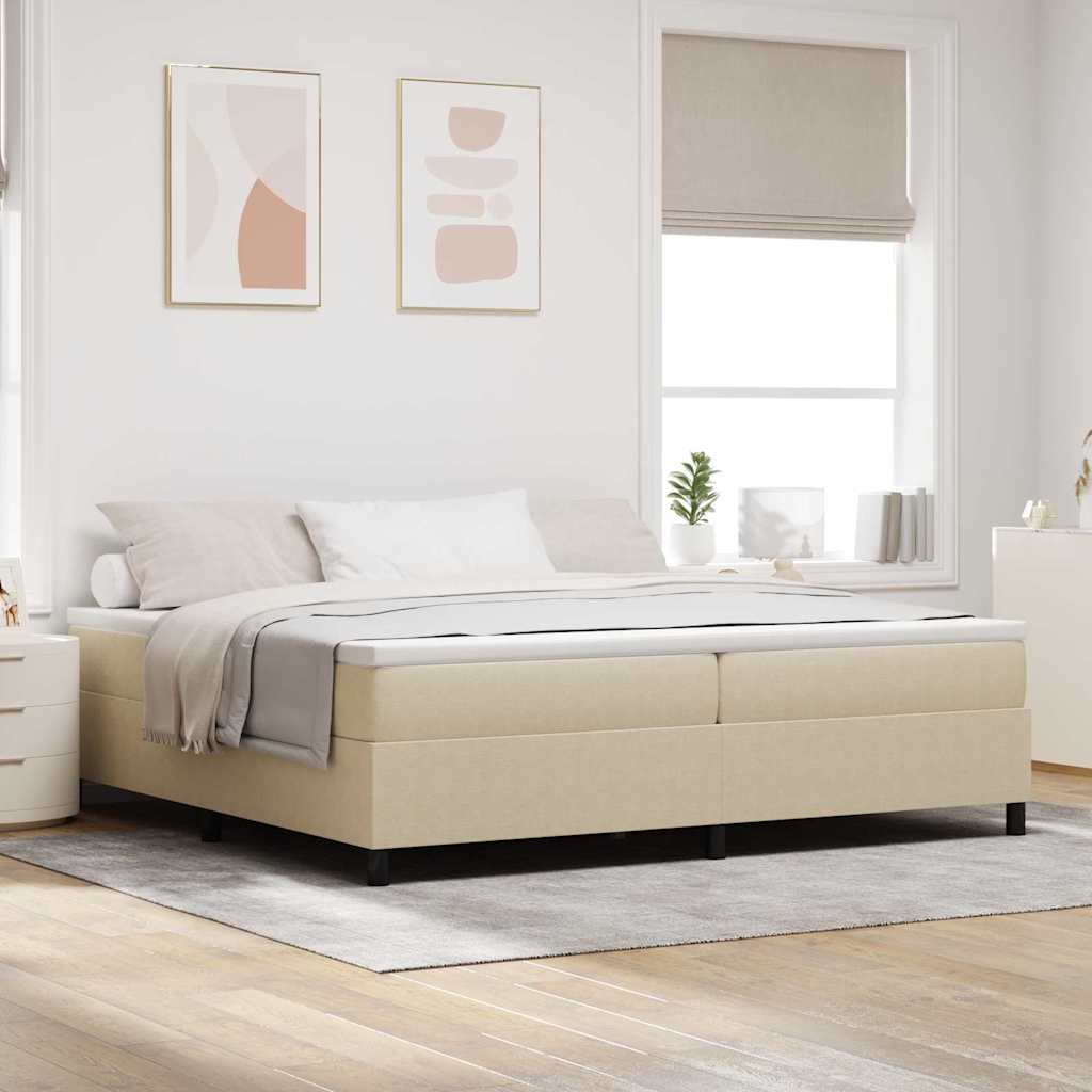 vidaXL Κρεβάτι Box Spring Ανοιχτό Πράσινο Γκρι 200x200 εκ. από Ψάθα