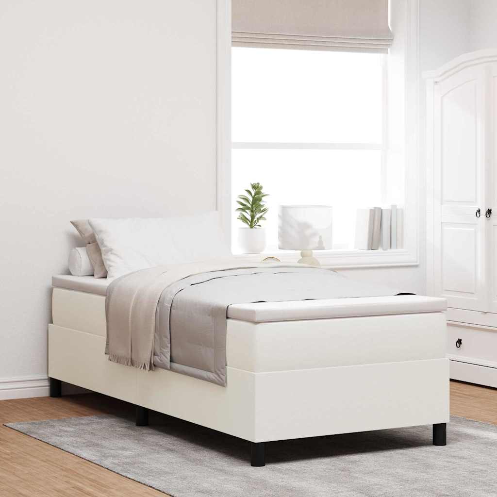 vidaXL Κρεβάτι με ελατήρια Κρέμα και Λευκό 90 x 200 cm
