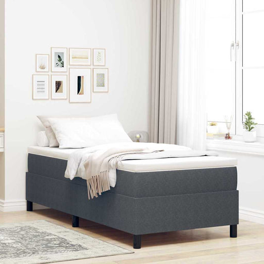vidaXL Κρεβάτι Box Spring με Στρώμα σε Σκούρο Γκρι - 100 x 200 εκ., Ύφασμα Κορντούρας