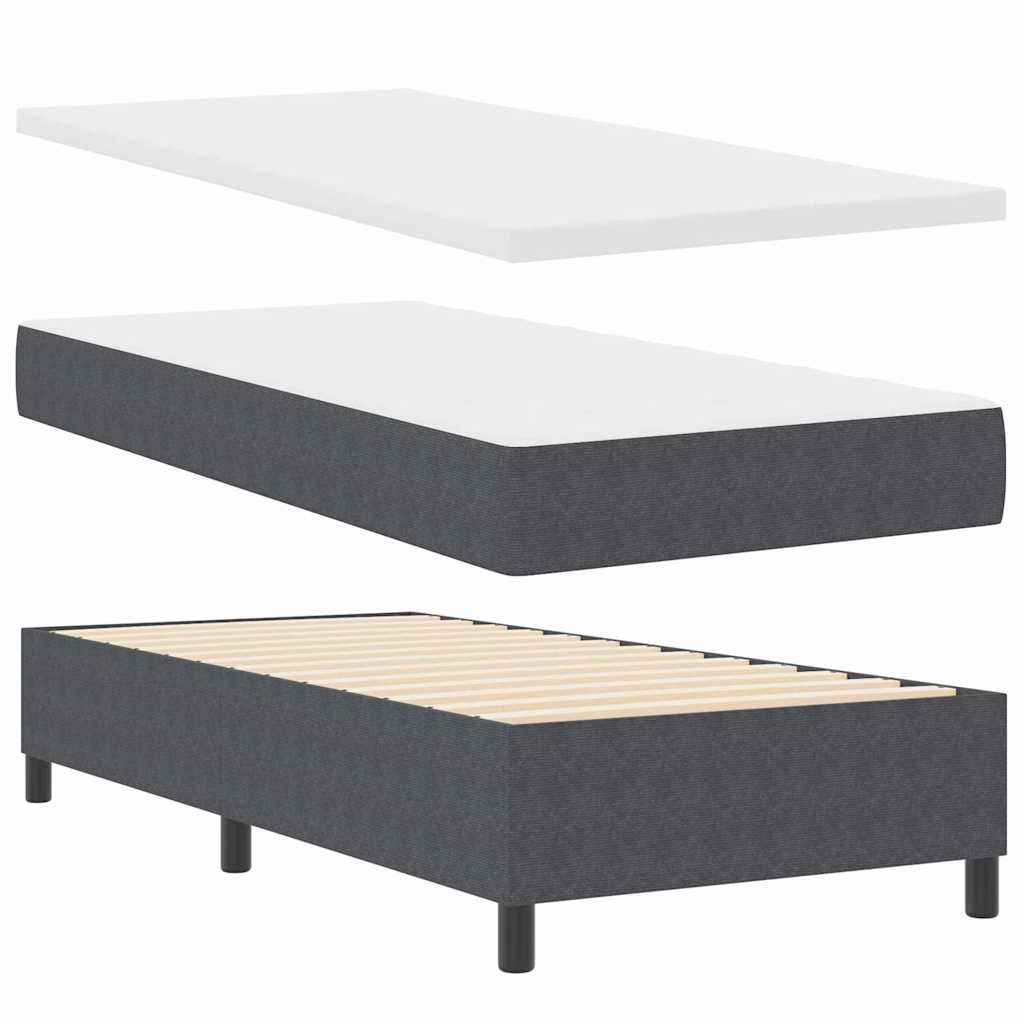 vidaXL Κρεβάτι Box Spring με Στρώμα σε Σκούρο Γκρι - 100 x 200 εκ., Ύφασμα Κορντούρας