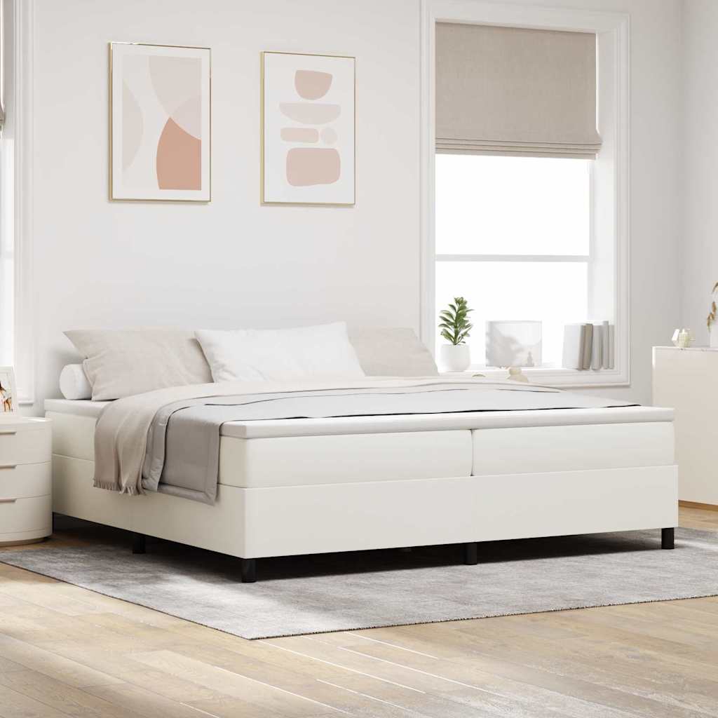 vidaXL Κρεβάτι με ελατήρια Κρέμα και Λευκό 200 x 200 cm