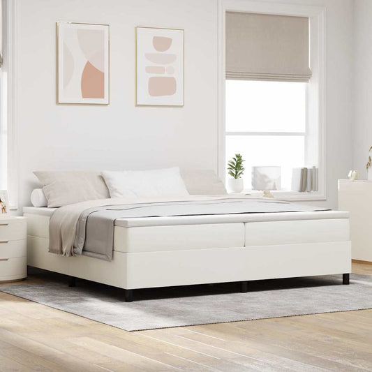 vidaXL Κρεβάτι με ελατήρια Κρέμα και Λευκό 200 x 200 cm