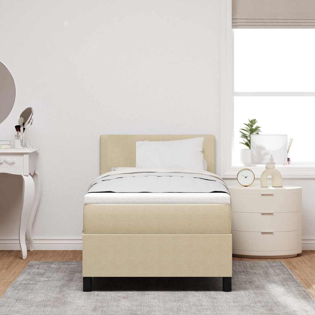 vidaXL Box Spring Bed με Στρώμα Ανοιχτού Πράσινου Γκρι 80x200 cm Ύφασμα Κορντούρας