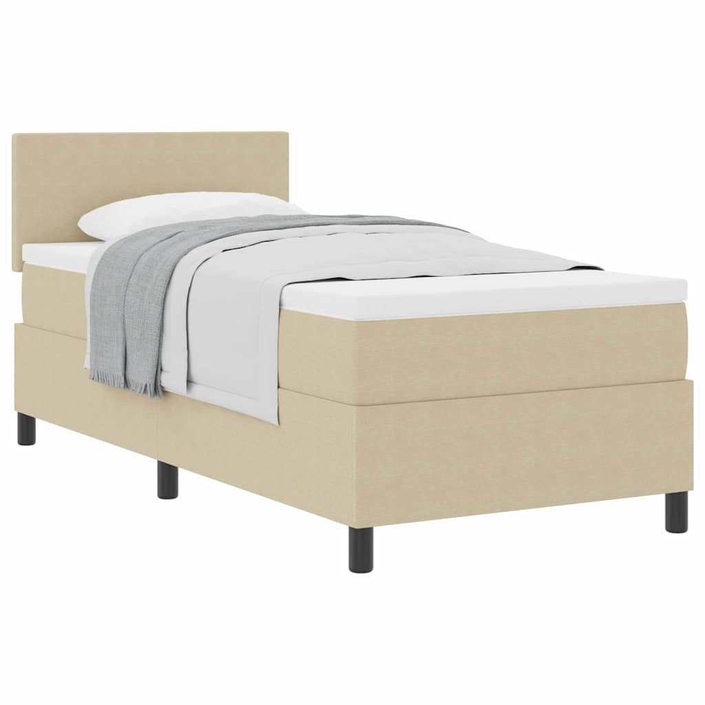 vidaXL Box Spring Bed με Στρώμα Ανοιχτού Πράσινου Γκρι 80x200 cm Ύφασμα Κορντούρας