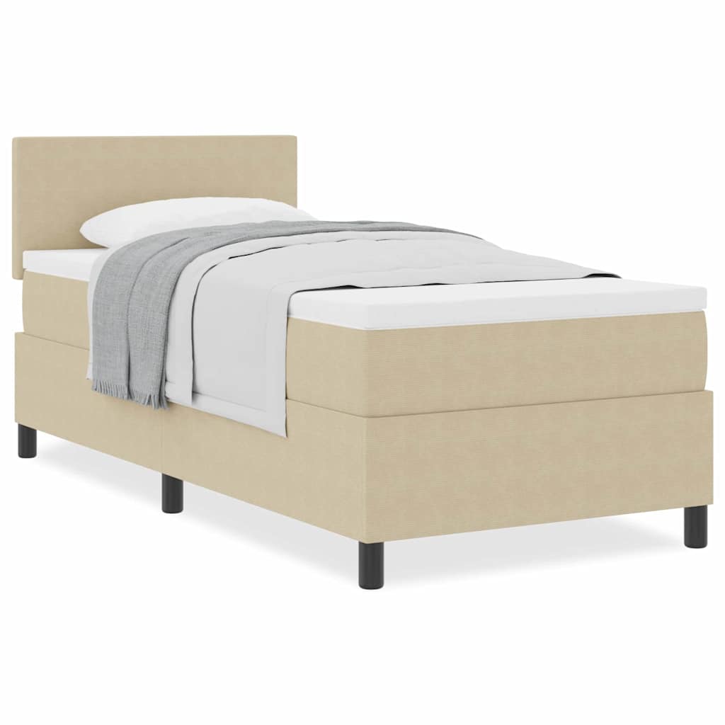 vidaXL Box Spring Bed με Στρώμα Ανοιχτού Πράσινου Γκρι 80x200 cm Ύφασμα Κορντούρας