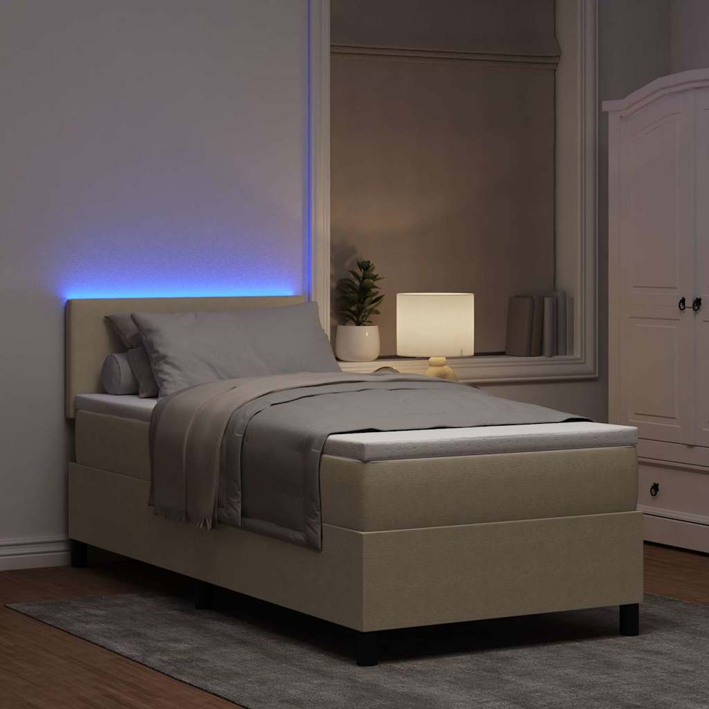 vidaXL LED Κρεβάτι με βάθρο Ανοιχτό Γκρι και Λευκό 80 x 200 cm