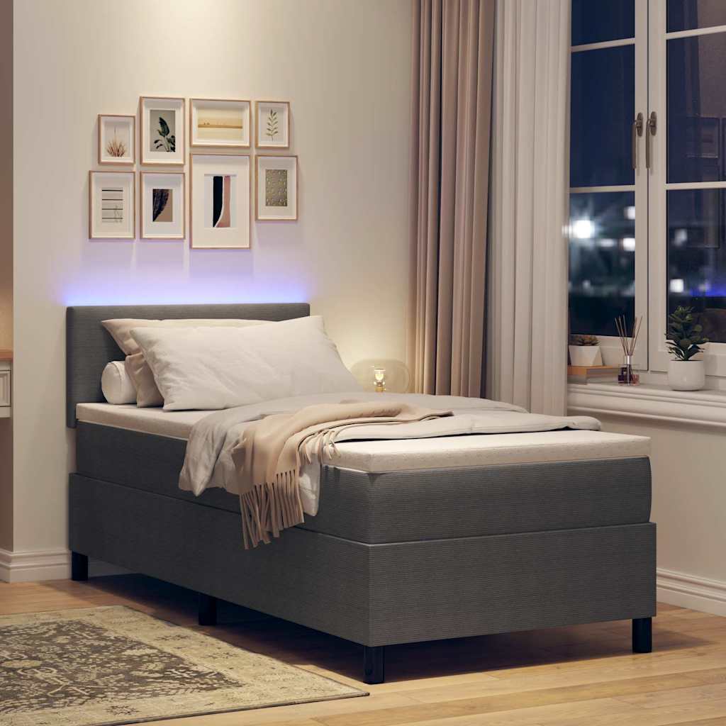 vidaXL LED Κρεβάτι με βάθρο Ανοιχτό Γκρι και Λευκό 100 x 200 cm