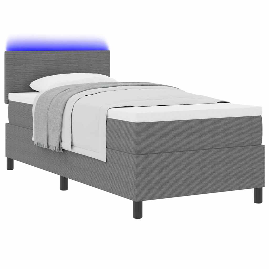vidaXL LED Κρεβάτι με βάθρο Ανοιχτό Γκρι και Λευκό 100 x 200 cm